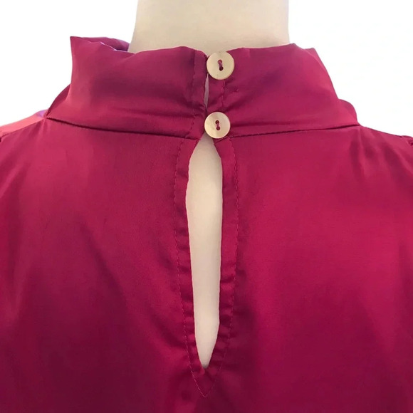 NWOT Joy Magenta Purple Satin Blouse - Picture 8 of 13